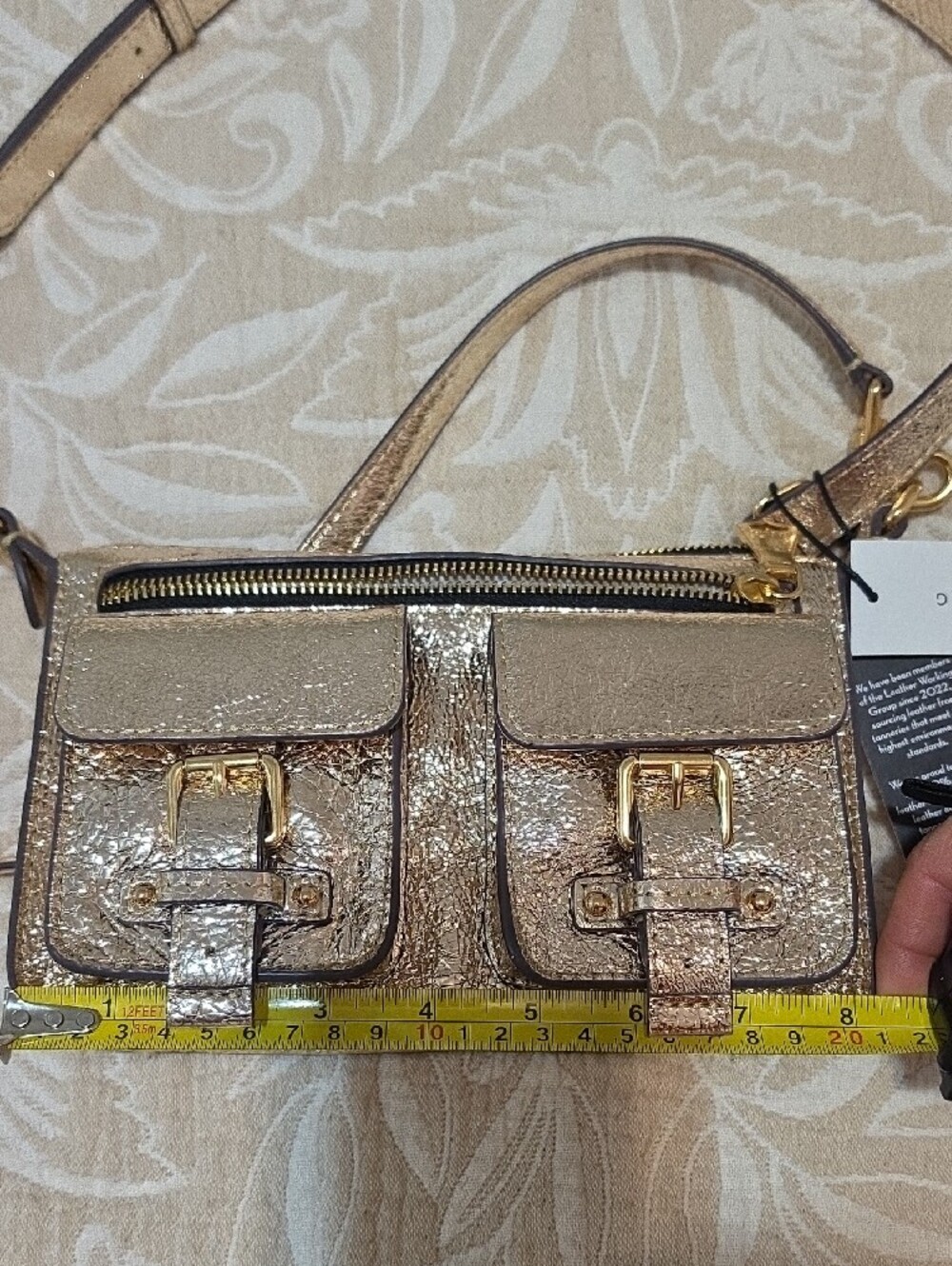 Aimee Kestenberg Metallic Gold Double-Pocket Crossbody - Picture 10 of 14
